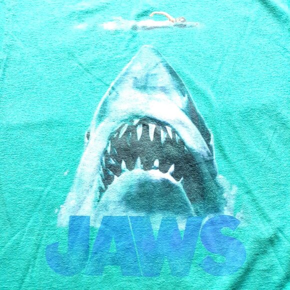 Universal Studios Jaws Cotton Large Men T Shirt Blue Aqua Short Sleeve - Picture 2 of 4